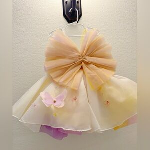 Elegant Multicolor Tulle Dress with Bow
